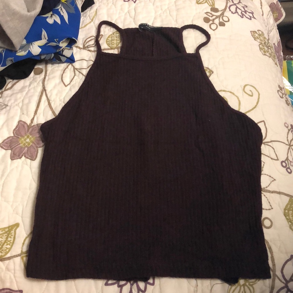 Burgundy ribbed halter tank